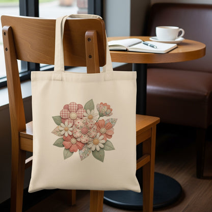 Canvas tote bag with a floral watercolor design.