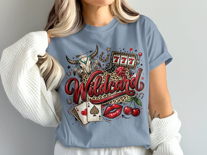 Wildcard graphic t-shirt featuring casino and Western elements.