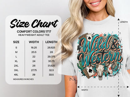 Comfort Colors 1717 size chart for heavyweight adult tees.